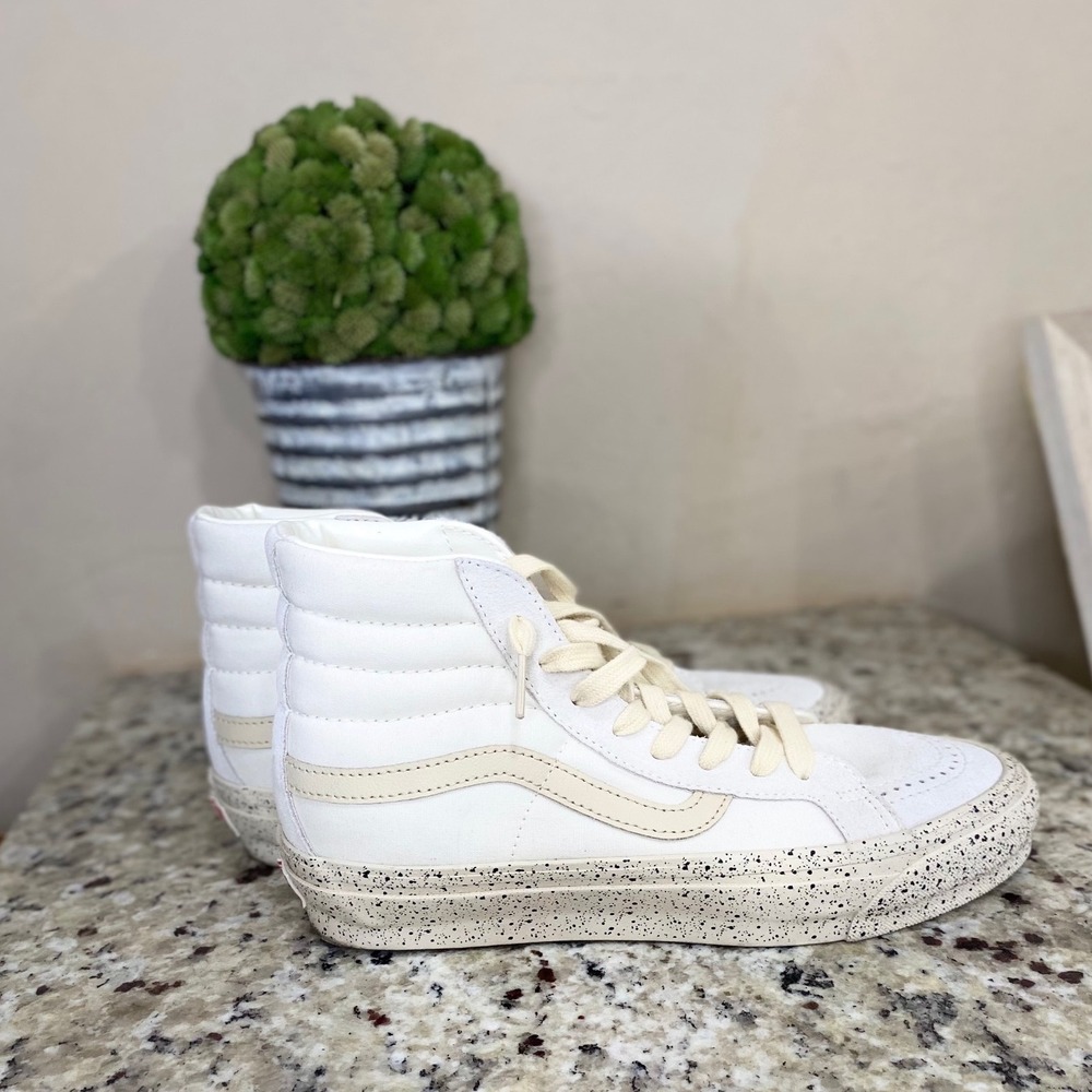 Vans Sk8-Hi Marshmallow White Speckled Oreo High‎ Top Sneakers Shoes